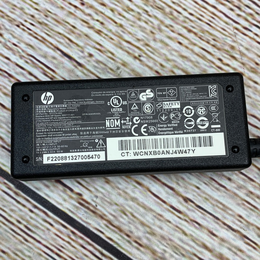 HP AC Adapter Power Supply Charger 19.5V 3.33A 65W CT WCNXB0ANJW4W4Y‎